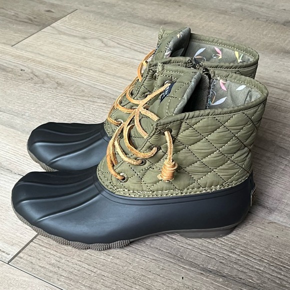 Size 5 Sperry Top-Sider Salt Water Rubber Boot Waterproof Brown/Olive STS93692 - Picture 5 of 10